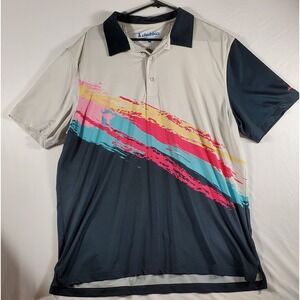 Chubbies Mens XL Polo Shirt Golf Casual Short Sleeve Graphic Print Beige Navy